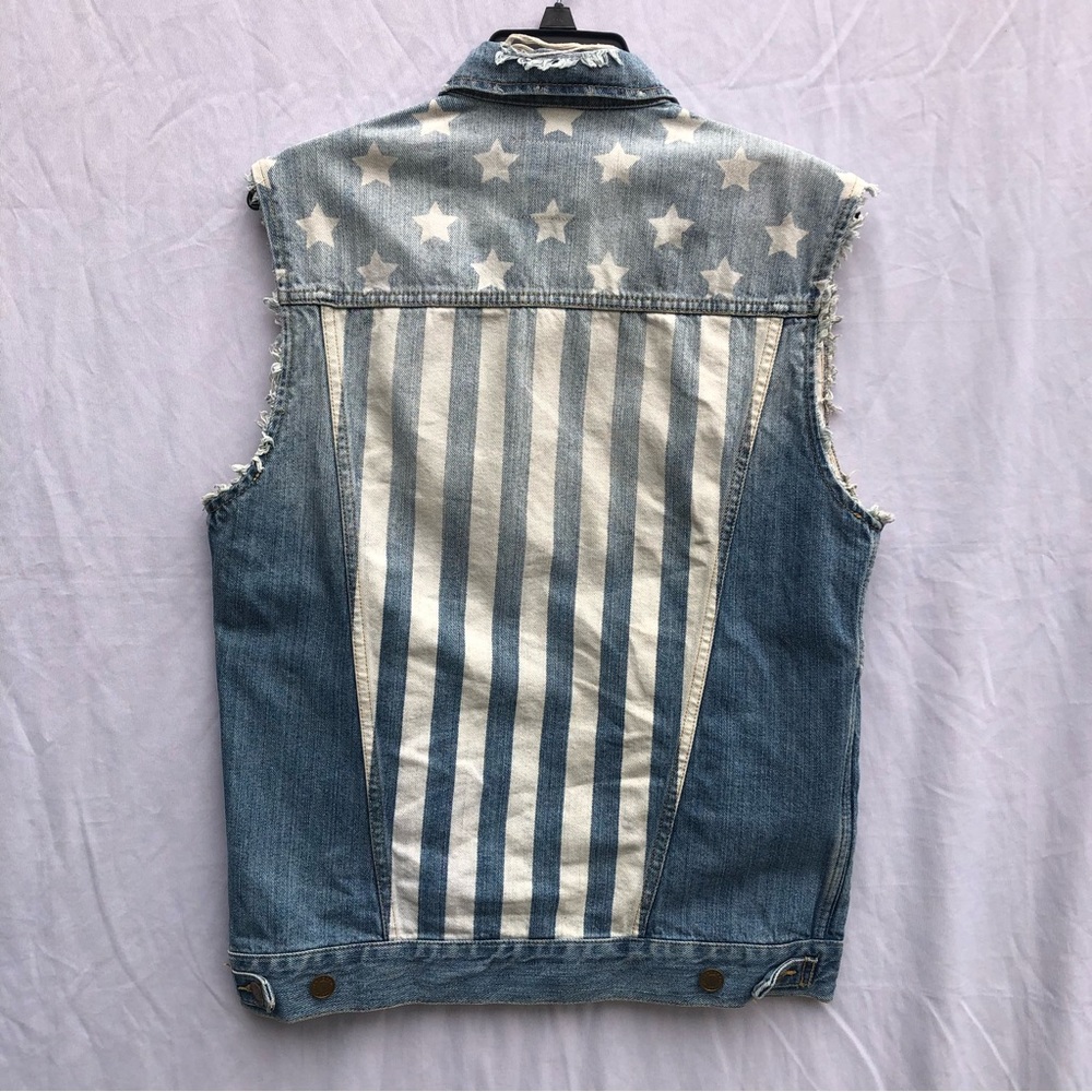 Standard Cloth Urban Outfitters Distressed American Flag Denim Vest